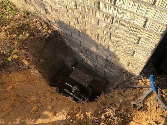 Three Push Piers were used to stabilized the foundation of this home.