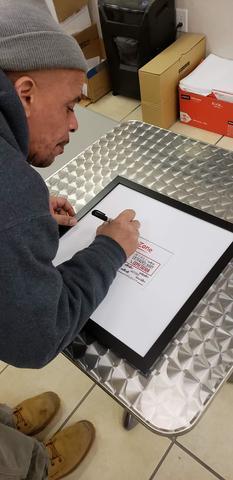Harry, in our Service Department, Signs our Vision, Mission and and Values