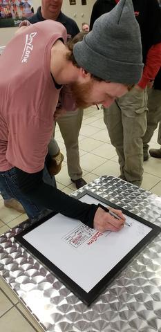 Wil, One of our Foremen, Signs our Vision, Mission and Values