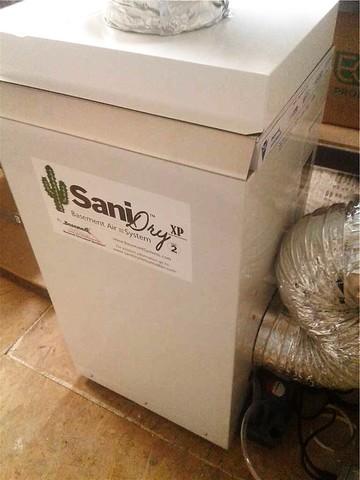 The SaniDry Dehumidifier was installed to make sure that all moisture in the basement will be eliminated.