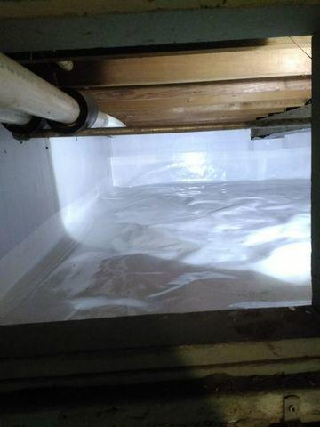 This durable, bright white crawl space liner installs on the walls and floors, preventing water vapor and humidity from passing through.