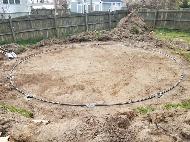 The pool tracks are laid down