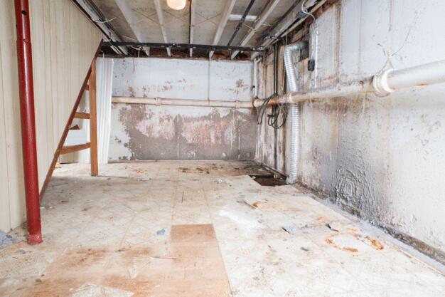 There was serious mold and water damage from flooding.