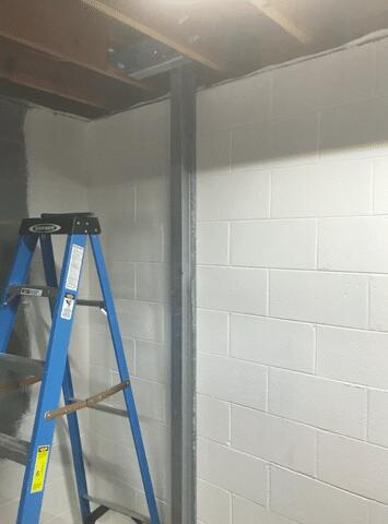 The PowerBrace has been installed to fix the bowing wall.