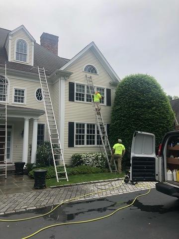 Exterior Paint and power wash for clients in Greenwich, CT.