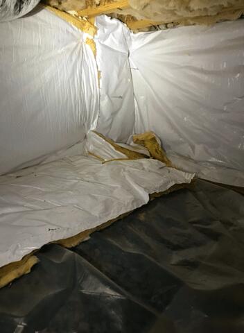 The crawlspace was dirty and the insulation needed to be replaced.