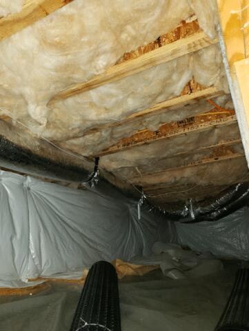 The crawlspace was dirty and the insulation needed to be replaced.