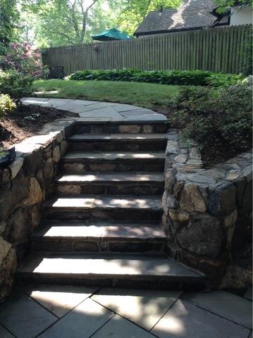 <p>Pressure washing results on stone steps in Cos Cob, CT.</p>