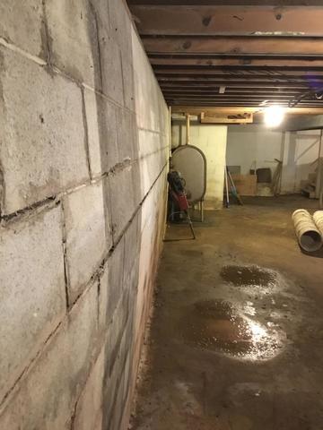 Basement before the foundation repair or waterproofing was done