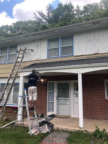 <p>Prepping for the exterior paint project to begin in Stamford, CT</p>