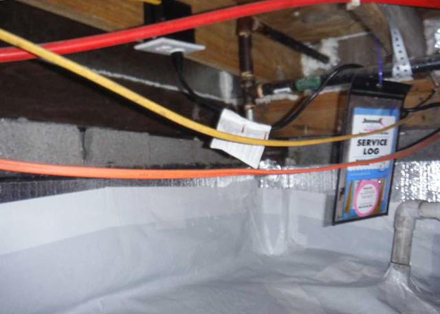 A completed CleanSpace Encapsulation System should make the crawl space nice and bright, providing excellent coverage against water vapor entering the crawl space.