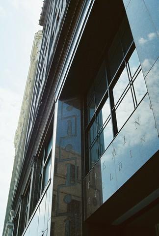 This is the east side of the Fleming Building in Downtown Des Moines, Iowa.  It is over one hundred years old and still is a great architectural asset to Des Moines.