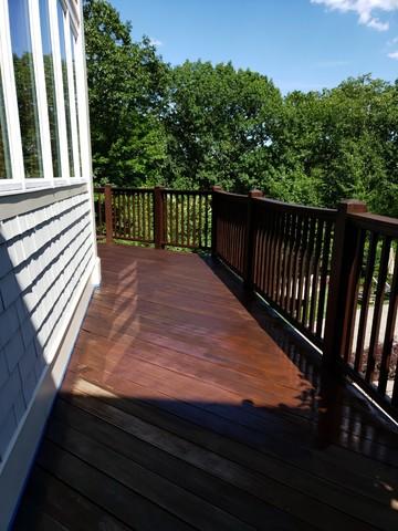 <p>Halfway point progress pic of this beautiful deck stain in Middletown, CT</p>