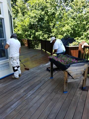 <p>Thoroughly covering the deck with the stain so it becomes a long lasting color in Middletown, CT</p>