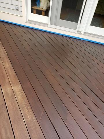 <p>Deck staining halfway point, you can see the difference already!</p>