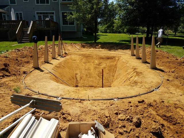 The crew shaped and leveled the pool floor and deep-end