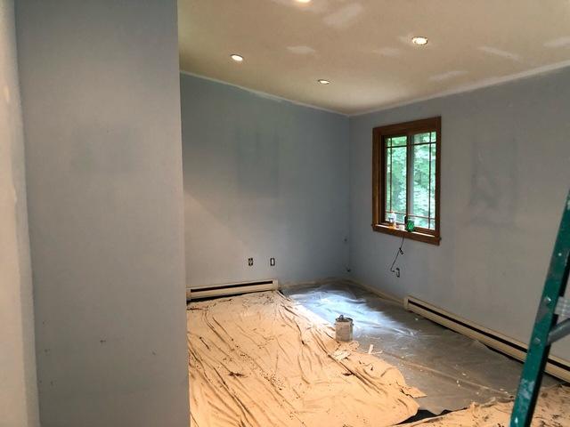 Ceiling stains buffed out and re-spackled in Guilford.