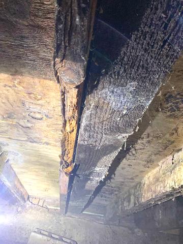 After equipping our personal protective equipment, we began inspecting and immediately found an abundance of mold in the crawl space. The reason for the mold? There was an excessive amount of moisture buildup due to the dirt floor crawl space.