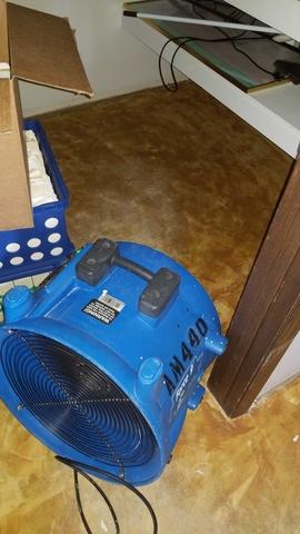 Drying an office, following a flood