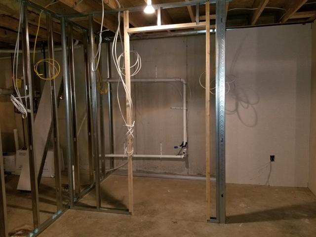 Interior wall framing with steel studs