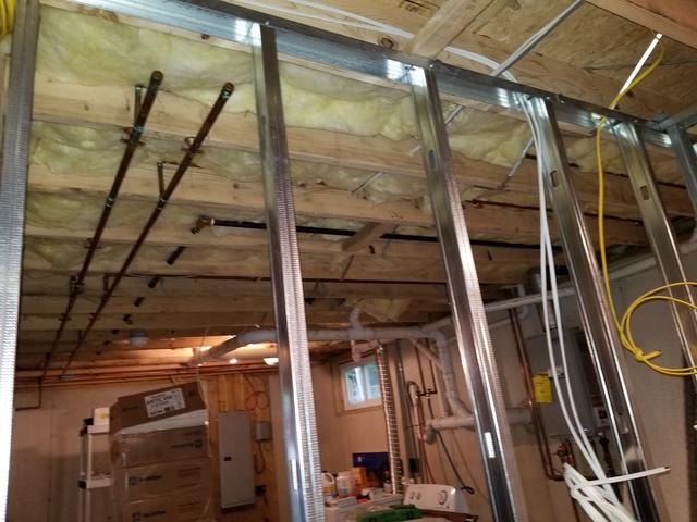 Interior wall framing with steel studs