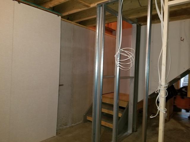 Interior wall framing with steel studs