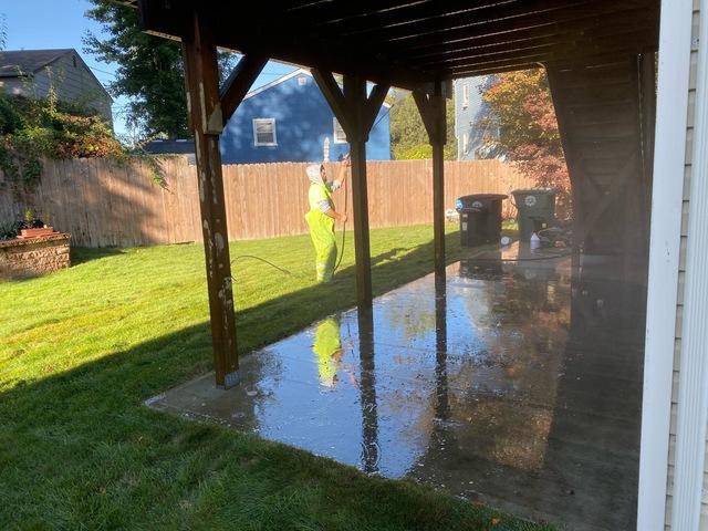 Workers made sure this deck is power washed from every angle