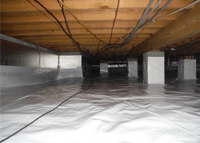 Southeast Foundation & Crawl Space Repair sealed off the crawl space using the 10 mil CleanSpace Liner and installed the SilverGlo Insulation Panels to keep moisture out of the crawl space.