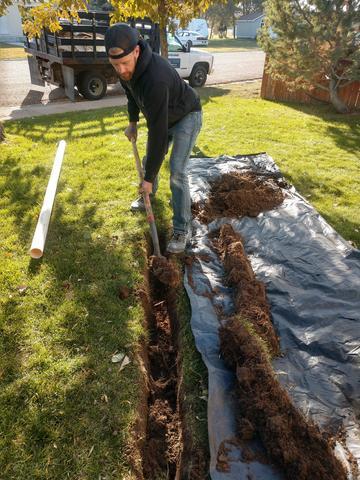 Digging, and working hard to get this Waterproofing basement job done!