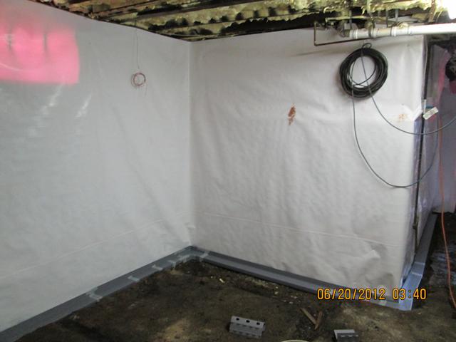 Two Interior basement walls with Bright Wall