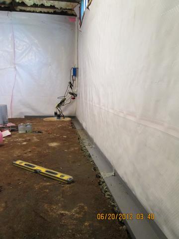 Long view of an interior basement wall