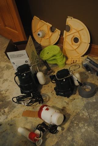 Contents of new sump pump