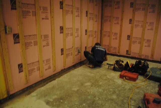 Drilling holes in foundation