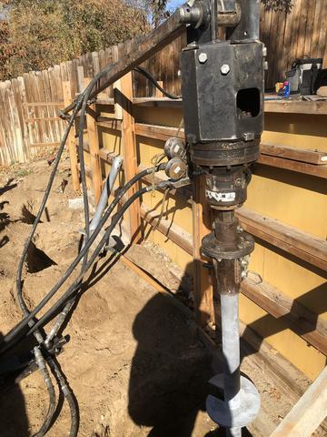 Helical Piers durning the drilling process