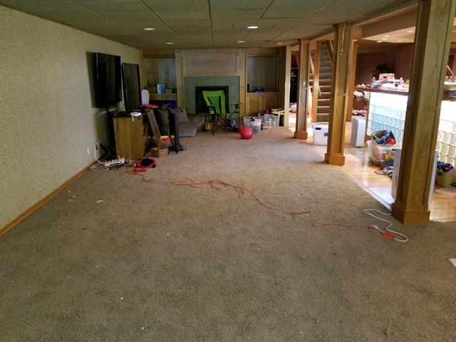 Before photo, wide shot of basement