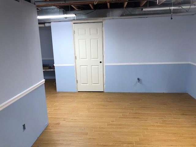 After Photo. Look at that floor against the baby blue walls!