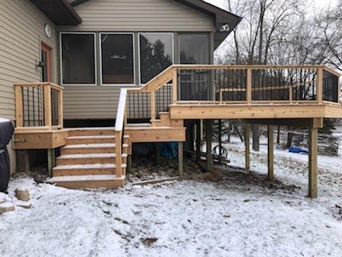 Side cedar stairs and railing