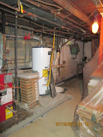 Before basement waterproofing was installed in the basement