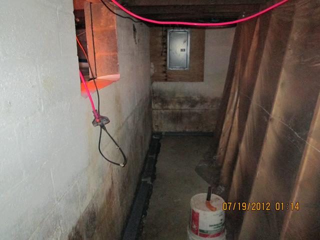 another view of the interior walls in the basement for waterproofing