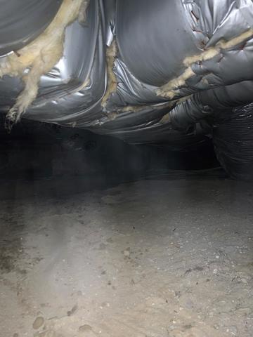 Another stretch of this crawl space where the insulation is coming undone.