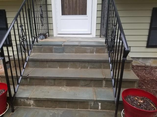 After these stone steps dry, they'll look like new after power washing.