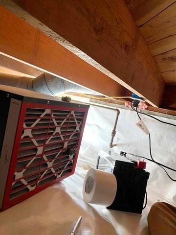 Sedona dehumidifier installed to control mold and humidity in the crawl space.