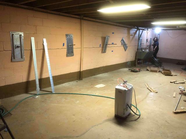 This is what the wall anchor system looks like from the inside of your basement. They are held securely in the wall and the system can be tightened during dry seasons to further straighten walls over time.