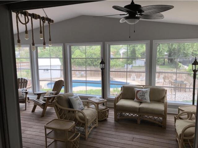 Deck transformed into a new sunroom.