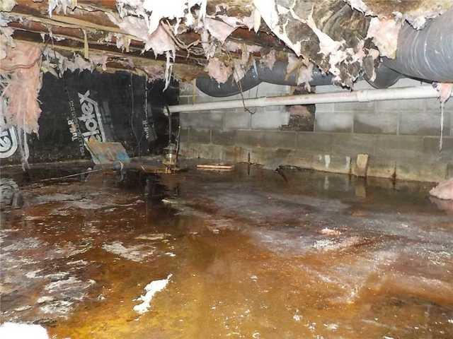 Insulation Falling Due to Water in Crawl Space