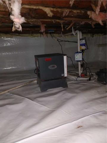 SaniDry XP Dehumidifier in Crawl Space