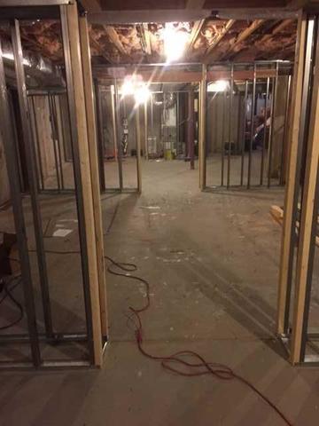 When our crew began production, the first initial steps they took was to map out how the homeowners wanted the basement to look. Shortly after, they began putting up the framework for the different walls and rooms being added to the basement.