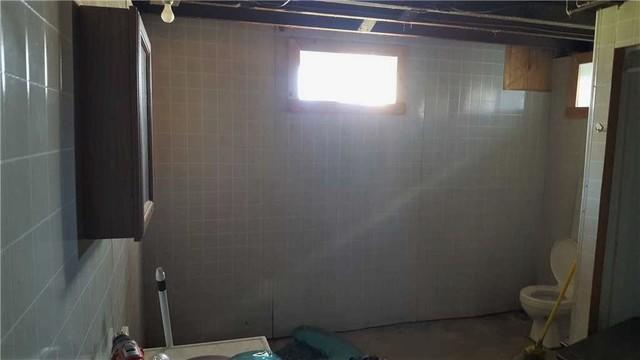 Bathroom in basement, finished in tile