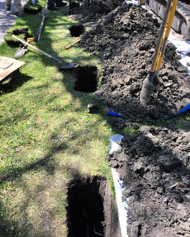 Our Foreman, Juan Pena, and his production crew dug six holes in his backyard to begin the project.