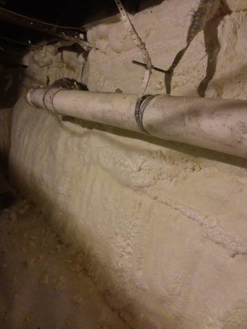 Spray Foam works great around piping and vents. It seals any open space that was cut to fit the piping.